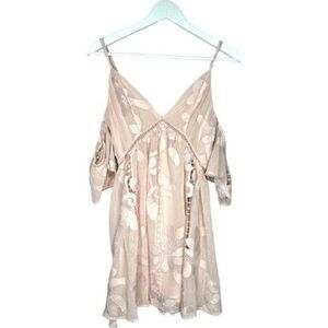 joyce pink floral mini dress Joyce Pink Floral Chiffon Mini Dress - US 14